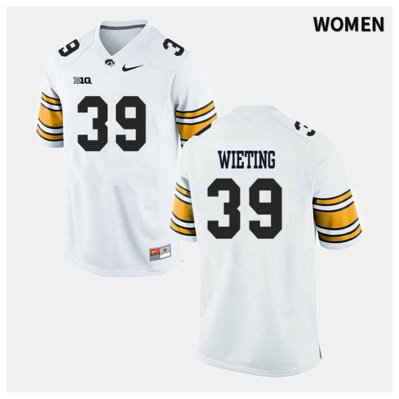 Women's Iowa Hawkeyes NCAA #39 Nate Wieting White Authentic Nike Alumni Stitched College Football Jersey KR34L44BS